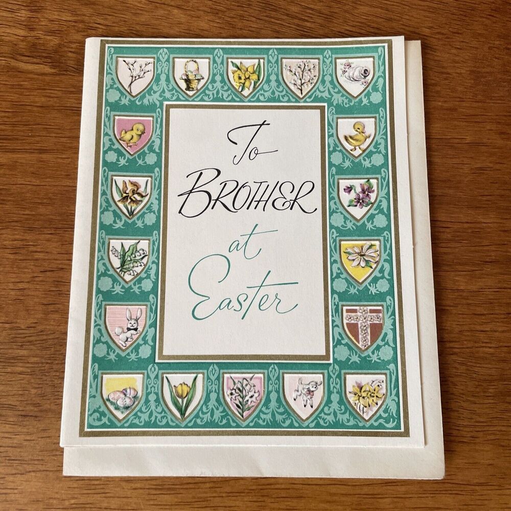 Vtg Stanley Easter Greeting Card Brother Shields Coat of Arms
